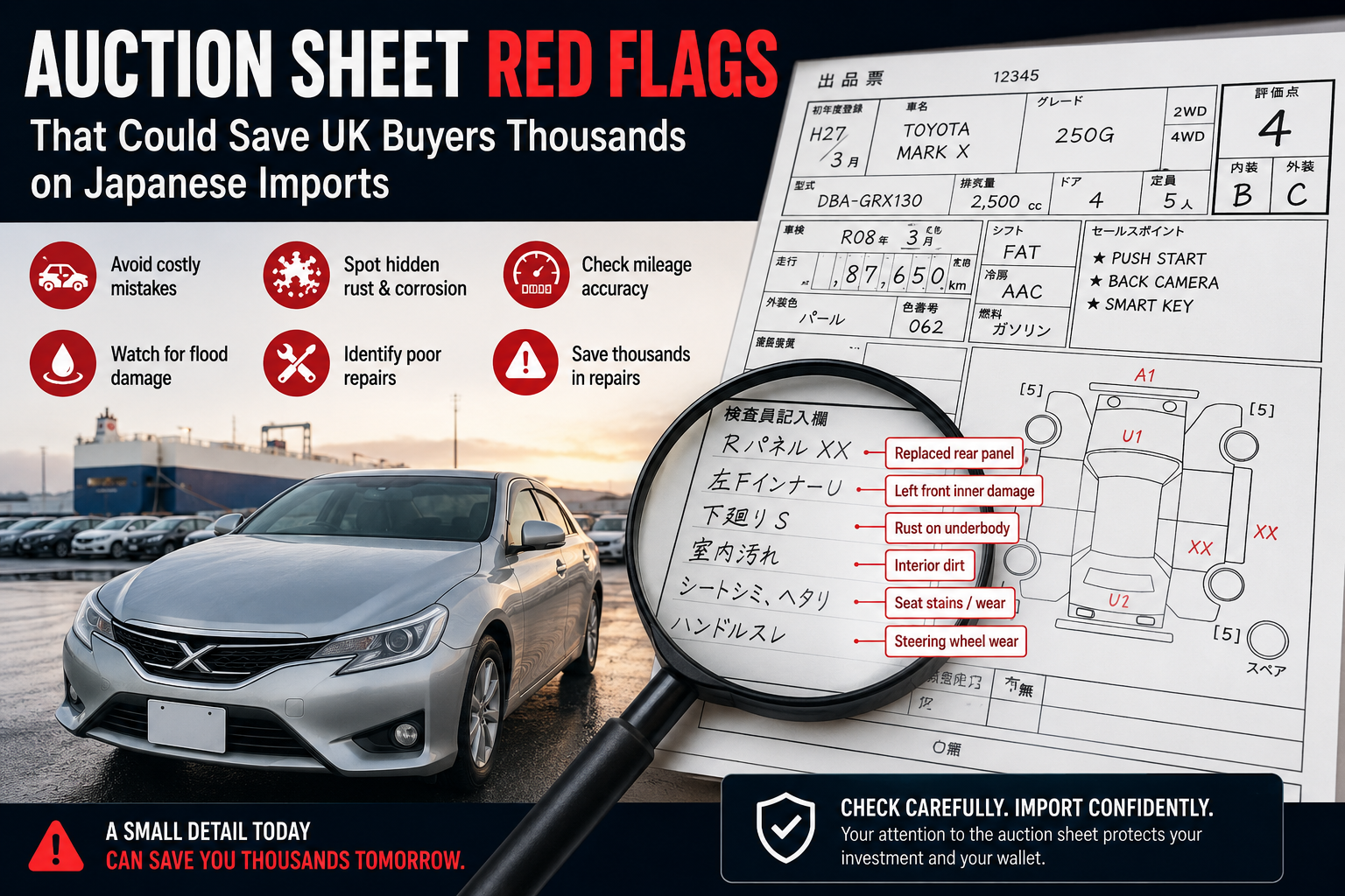 You are currently viewing Auction Sheet Red Flags That Could Save UK Buyers Thousands on Japanese Imports