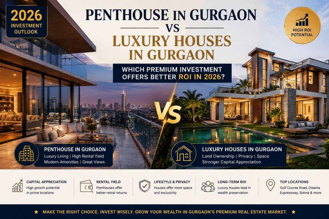 You are currently viewing Penthouse in Gurgaon vs Luxury Houses in Gurgaon: Which Premium Investment Offers Better ROI in 2026?
