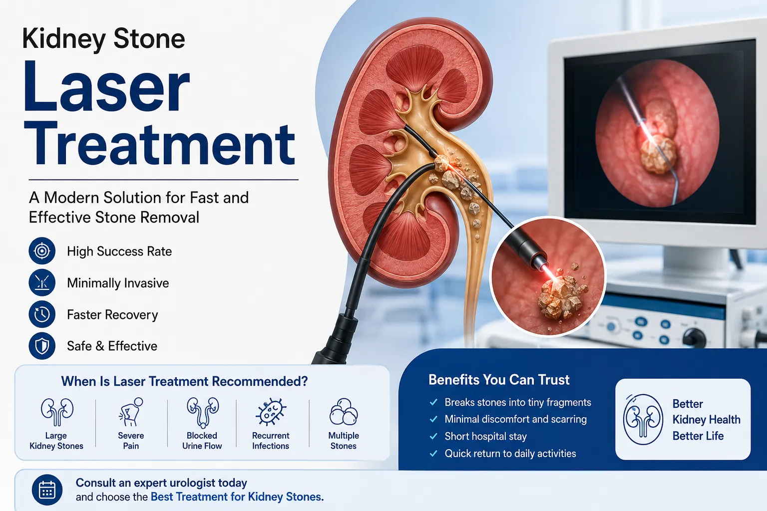 Read more about the article Kidney Stone Laser Treatment: A Modern Solution for Fast and Effective Stone Removal