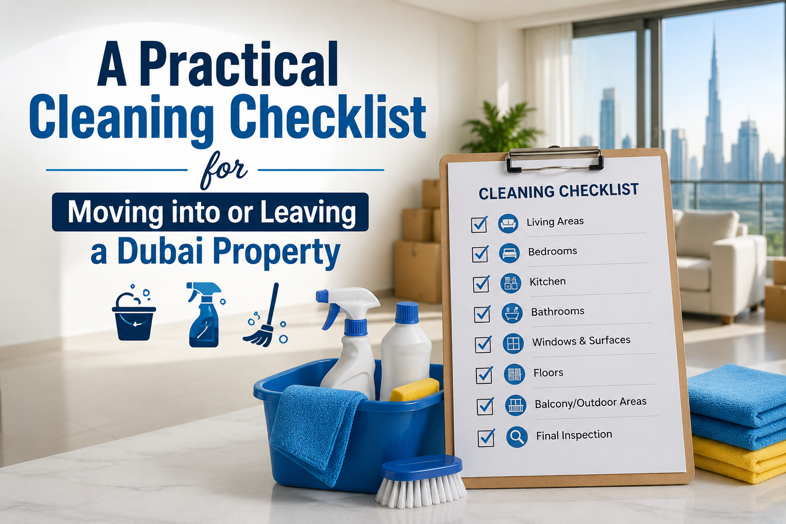 Read more about the article A Practical Cleaning Checklist for Moving into or leaving a Dubai Property